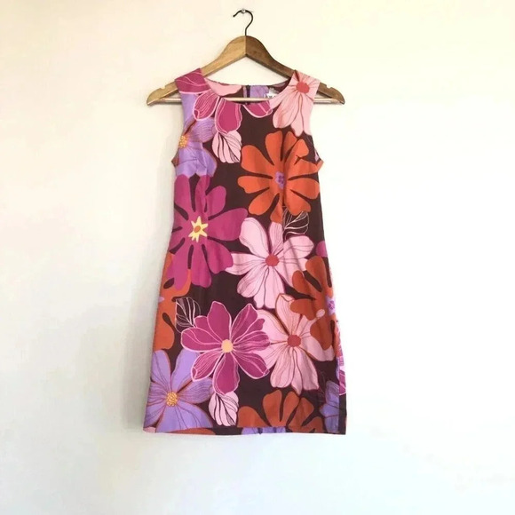 Vintage Floral Sheath Dress a la Lilly Pulitzer Sleeveless Festive Retro - Picture 8 of 13
